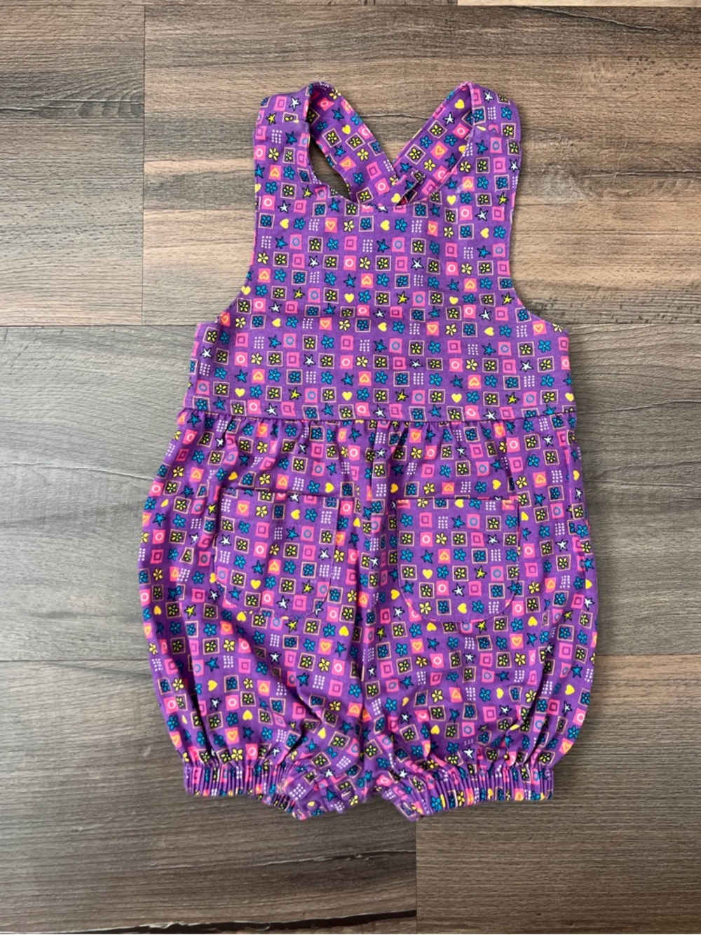 Vintage Honors Toddler Purple Flower Patchwork Bubble Romper Size 12 Months